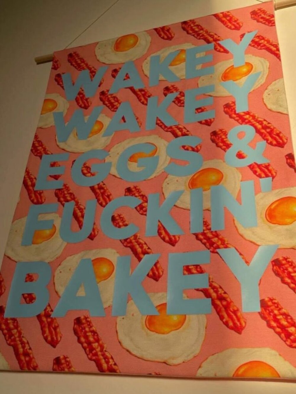 Handmade Wall Art / Wall Hanging Wakey Wakey Eggs and Bakey